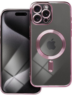 Forcell iPhone 14 Pro MagSafe Electro Θήκη Με Πλαίσιο Σιλικόνης Διάφανη - Rose Gold