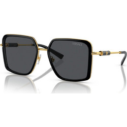 Versace VE2261 100287 Γυναικεία Γυαλιά Ηλίου Τετράγωνα Κοκάλινα Μεταλλικά Χρυσά Μαύρα με Μαύρο Φακό