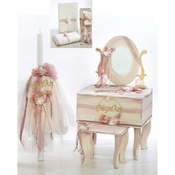 Bellissimo Σετ Βάπτισης με Μπουντουάρ για Κορίτσι Flower Vintage Boudoir ΣΚΒ-2121