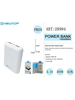 Newtop PB24 Power Bank 10000mAh με 2 Θύρες USB-A White