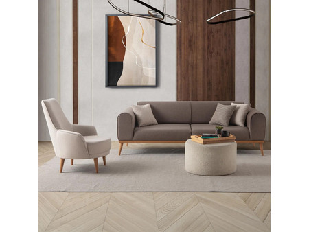Stewehome Σετ Καναπέ 3+1 Τριθέσιος & Πολυθρόνα Καφέ 224x90x65 cm καφέ