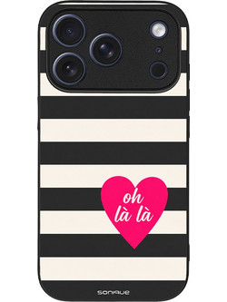 Sonique Stripe Stories Series Θήκη iPhone 17 Pro με Σχέδιο «Oh La La» Black
