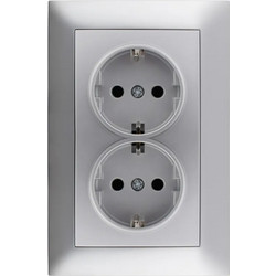 Entac Recessed Wall Socket Arnold 2x-c8748e 2x Earthed Silver