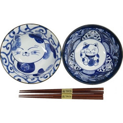 Σετ Μπολ + Chopsticks Kawaii Cat