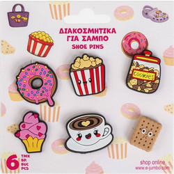 Pins Διακοσμητικά για Σαμπό Καφές Γλυκά Ποπ Κορν - 6 τμχ