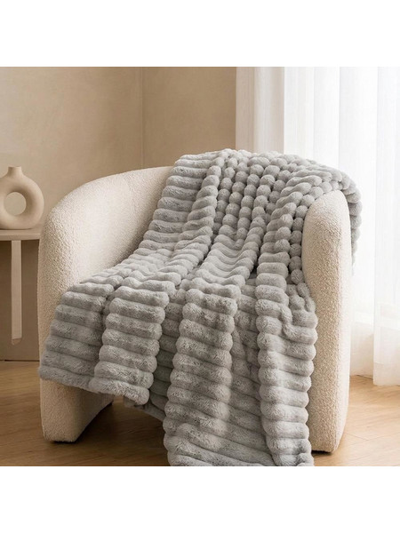 551787 ΚΟΥΒΕΡΤΑ FAUX FUR ΓΚΡΙ 200X230ΕΚ
