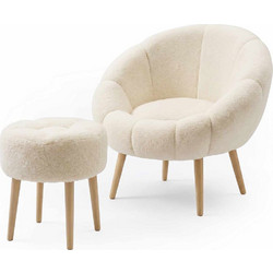 Lida Πολυθρόνα με Υποπόδιο Cream 251BLS1146 75x42x100/45x45cm (Σετ 2 Τεμαχίων)
