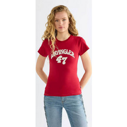 Wrangler(R) γυναικείο T-shirt με λογότυπο Slim Fit Shrunken Band - 112386843 Κόκκινο
