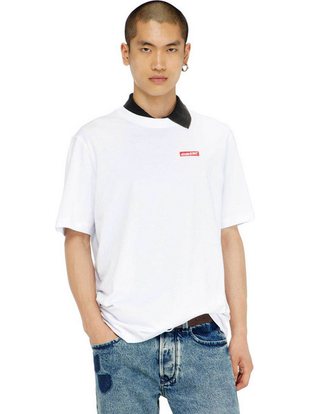 Diesel ανδρικό T-shirt με λογότυπο Regular Fit - W26A251300QIAM Λευκό