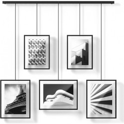 Κορνίζα τοίχου Exhibit Umbra με 5 θέσεις, διαστάσεις 79x2.5x70cm και διαστάσεις φωτογραφίας 10x15cm / 13x18cm - Black 1013426-040