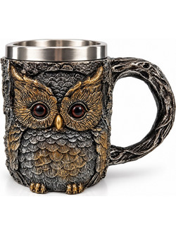JOIN 3D 16-OWL Κούπα Μπύρας 3D Κουκουβάγια 400ml με Λα΄βή Μπρονζέ