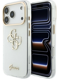 Guess IML 4G Script Metal Back Cover White (iPhone 18 Pro Max / 17 Pro Max)