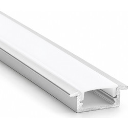 VenCore 9177-50001 - Recessed Aluminum Profile 1M - Χωνευτό Προφίλ Αλουμινίου 1 Μέτρο με Press On Γαλακτερό Κάλυμμα - Μ100 x Π2 x Υ1cm