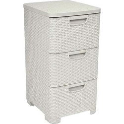 CURVER Rattan 206314 Storage Unit with 3 x 14 L Drawers, Cream 206314
