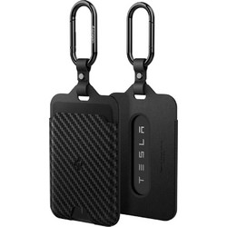 Spigen Θήκη Καρτών (2 Τεμάχια) (ACP08794) για Tesla Key, Universal, έως 2 Κάρτες, Λεπτός Σχεδιασμός, με Καραμπίνερ, Carbon Black