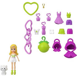 Polly Pocket Κούκλα Με Αξεσουάρ And Μπρελόκ Μεσαιο Pack 3 Σχέδια Keychain Style Kit Ap Fruit Fashions And Charm Accessories