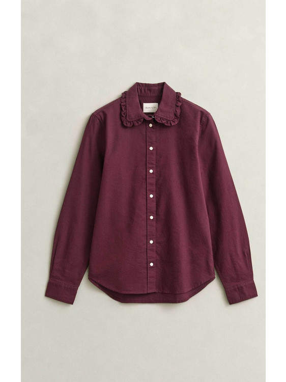 Gant Frilly Classic Oxford Γυναικείο Πουκάμισο με Βολάν Μπορντό Σκούρο 4300729