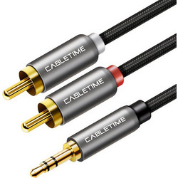 CABLETIME καλώδιο ήχου 3.5mm σε 2x RCA CT-AV314-P12G, 5m, μαύρο