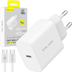 Blavec BC-7 Φορτιστής με Καλώδιο USB-C με Θύρα USB-C 45W Quick Charge 4.0+ & Power Delivery White
