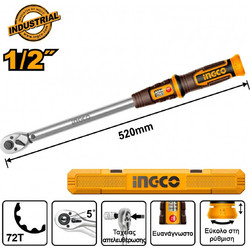 Επαγγελματικό Δυναμόκλειδο Ingco HPTW1220N8 - 1/2'' - 52cm - Εύρος Ροπής 40-200Nm HPTW1220N8