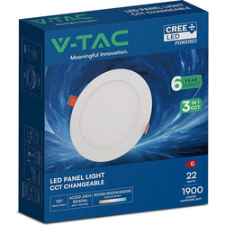 Χωνευτό Στρογγυλό Πάνελ LED V-TAC 22W CREE Chip 3IN1 CCT 2164236