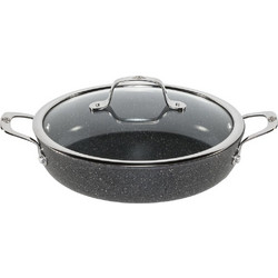 Ballarini Salina Granitium Titanium SG42.1005130 Σωτέζα Αλουμινίου Αντικολλητική Επίστρωση Πέτρας με Καπάκι 28cm