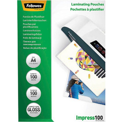 Ζελατίνες Πλαστικοποίησης Fellowes A4 Glossy 100 Micron Pouch 100-pack