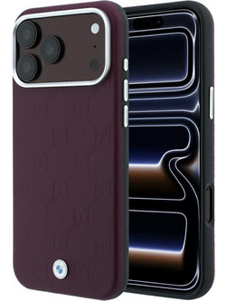 BMW Sign Deboss Quilted Metal Logo MagSafe Burgundy Θήκη iPhone 18 Pro / 17 Pro BMHMP18L26SWOSPR
