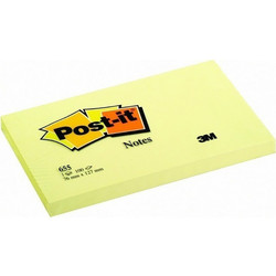 Αυτοκόλλητα Χαρτάκια 3M Post-it 76 x 127 mm (Κίτρινα) (100 Φύλλα) (655-6) (MMM655-6)
