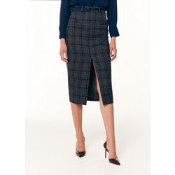 FOREL Φούστα καρό ψηλόμεση pencil 083.00.01.019-ΜΠΛΕ DarkBlue