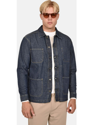 Berto Lucci Ανδρικό Πουκάμισο Τζιν Normal Fit Overshirt Μπλε
