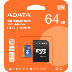 Adata Premier microSDXC 64GB Class 10 U1 V10 UHS-I A1 + Adapter