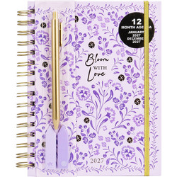 2027 Planner Εβδομαδιαίο Σπιράλ Floral Purple