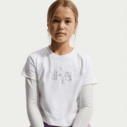 Nike Tee Mod Crop Shine Γυναικείο Αθλητικό T-Shirt Λευκό IQ3704-100