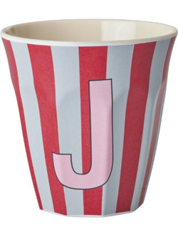 Rice - Melamine Cup with the Letter J - Red and Pink - 250 ml