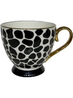 Safari Κουπα New Bone China Λευκο Μαυρο Χρυσο 11x11x9 - Liberta - Λευκό,Μαύρο,Χρυσό