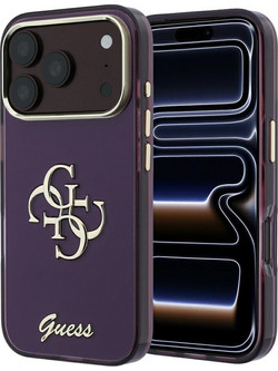 Guess IML 4G Script Metal Back Cover Burgundy (iPhone 18 Pro / 17 Pro)
