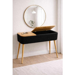 Sideboard Sole Black Fabric: Polyester / Teddy 90x30x90 cm