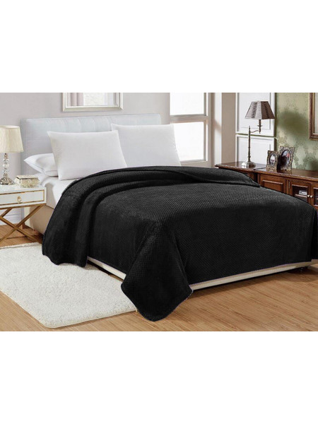 Κουβέρτα Υπέρδιπλη Βελουτέ Popcorn Jacquard Flannel Γαρύφαλλο 220x240 - Μαύρο