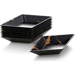 Yuk Μπολ Μελαμίνης Ρόμβος Black Marble 19x11x3εκ