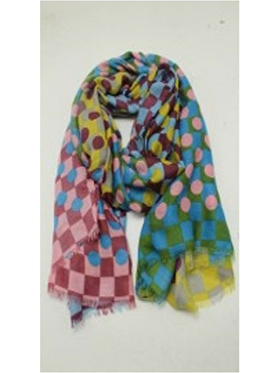 Εσάρπα πολυεστερική με Κουκκίδες και τετράγωνα Jaune Fonce