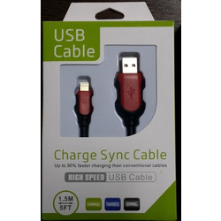 Καλώδιο iPhone 5 / iPhone 6 / iPad mini / iPad Air / iPod Lightning USB Cable 1.5m - Ενισχυμένο- φορτίζει 30% ταχύτερα - Κόκκινο