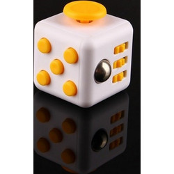 Anti Stress Fidget Cube Αγχολυτικός Κύβος Κίτρινο-Λευκό (OEM)