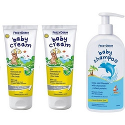 Frezyderm Baby Cream 2x175ml + Baby Bath 300ml