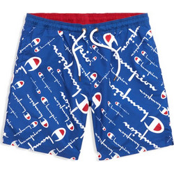 Champion Reverse Weave All-Over Script Logo Print Board Ανδρικό Μαγιό Σορτς με Σχέδια Μπλε 213098-BL001