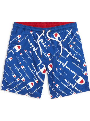 Champion Reverse Weave All-Over Script Logo Print Board Ανδρικό Μαγιό Σορτς με Σχέδια Μπλε 213098-BL001