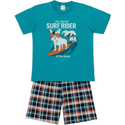 Minerva Coolest Surf Rider Παιδική Πιτζάμα Βαμβακερή Καλοκαιρινή Πετρόλ 90-62091-810