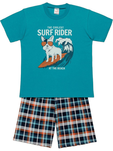 Minerva Coolest Surf Rider Παιδική Πιτζάμα Βαμβακερή Καλοκαιρινή Πετρόλ 90-62091-810