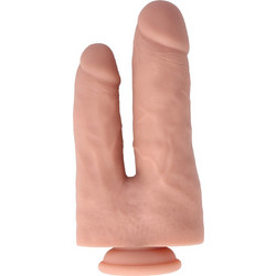 Virgite R30 Dual Layer Διπλό Dildo με Βεντούζα 22cm Flesh