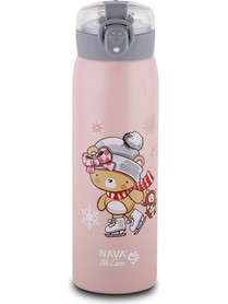 Nava We Care Παιδικό Μπουκάλι Θερμός Ανοξείδωτο BPA Free με Καλαμάκι Ροζ 500ml